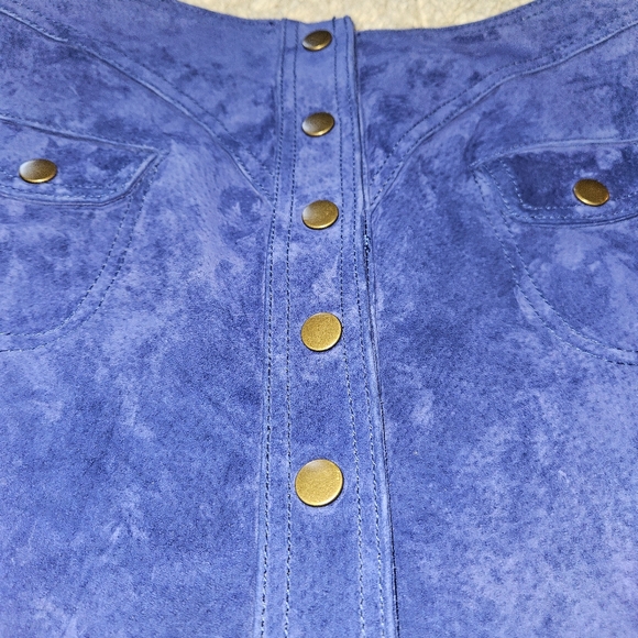 Anthropologie Button Front Mini Skirt Suede Leather sz4 - Picture 7 of 16